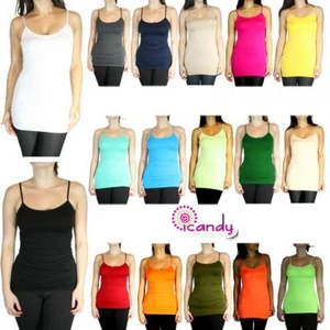 Long 25" Tunic Cami Tank Seamless Stretch Spaghetti Strap Top - Picture 1 of 8