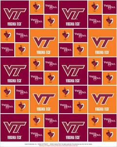 VIRGINIA TECH UNIVERSITY COTTON FABRIC-VIRGINIA TECH HOKIES FABRIC-ALL PATTERNS - Picture 1 of 2