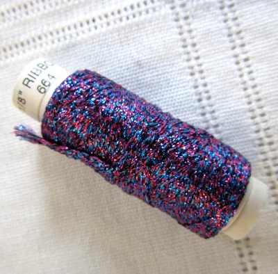 Kreinik Metallics 1/8" Ribbon #664 MAGENTA BLUE flat braid Thread spool - Image 1 of 4