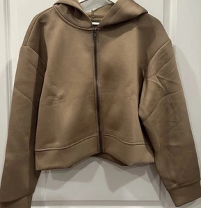 A New Day Women’s Cropped Zip-Up Hoodie – Light Brown – Size Large – NWT - Picture 1 of 6