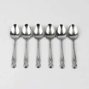 Set Of 6 Retroneu Octave Pattern 18/8 Stainless Oval Soup Spoons 7 Inches - Picture 1 of 5