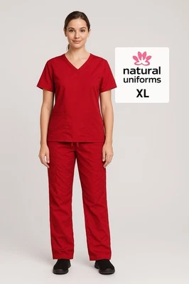 Natural Uniforms Red Scrub Set XL Modern Fit Cool Stretch Top Pants - Image 1 of 4