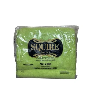 Squire Blanket Full/Twin Size Polyester Vintage 70s Green 72x90 - Picture 1 of 5