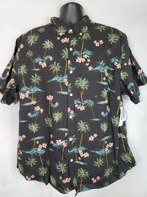 Camisa antigua azul marino con botones para hombre talla 2XL manga corta tropical hawaiana floral Foto 1 de 4