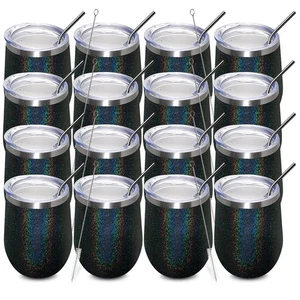 12oz/16 Pack Wine Tumbler Glasses with Lid - Stemless Double Wall Vacuum Stai... - Picture 1 of 6
