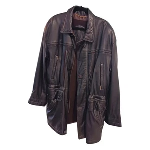 Size 44 Vintage Torras Mens Leather Jacket Spain Wool Winter Business Travel - Picture 1 of 16