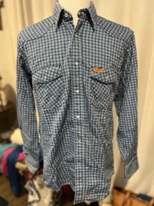 Wrangler Flame Resistant Shirt Large Pearl Snap Plaid Shirt - Picture 1 of 6