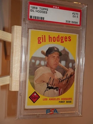 1959 Topps # 270 Gil Hodges Brooklyn Los Angeles Dodgers PSA EX 5 calificado Foto 1 de 2