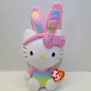 NWT Ty Beanie Baby Collection 9" Hello Kitty Plush Pink Rainbow Easter Bunny - Bild 1 von 12