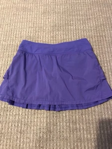 Ivivva by Lululemon Skort Girls 12 Purple Lined Tennis Zip Pocket Elastic Waist - Picture 1 of 3