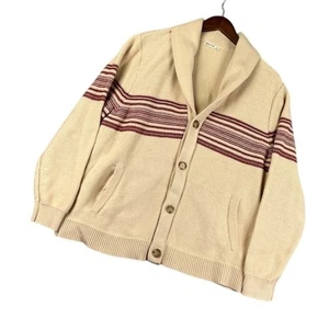 Suéter Capa Marina Para Hombres XXL Crema Pecho Rayas Cárdigan Botón Frontal Preppy - Imagen 1 de 12