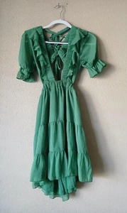 ASOS DESIGN Kleid Damen 2 Grün Stufen Rüschen Puffärmel Offener Rücken Schnürung - Bild 1 von 17