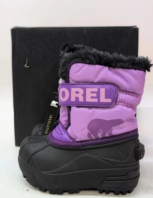 SOREL Toddler Snow Commander Winter Boots Enfants US 7 Violet Black (60951) - Image 1 of 4