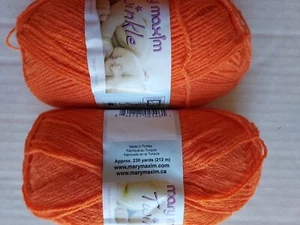 Mary Maxim Twinkle yarn, Orange, lot of 2 (230 yds each) - Picture 1 of 2