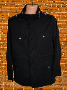 MENS FOREVER SIZE UK 21 BLACK LIGHT UTILITY CASUAL JACKET COAT CONCEALED HOOD - Picture 1 of 7