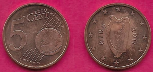 IRELAND 5 EURO CENT 2011 AU THE CELTIC HARP,A TRADITIONAL SYMBOL OF IRELAND,IS A - Picture 1 of 1