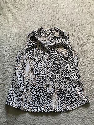 Dana Buchman Women Geometric Sleeveless Button-Up Shirt Multicolor Size M - Image 1 of 4