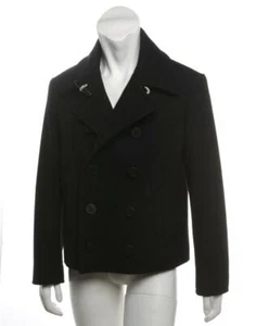 Maison Martin Margiela schwarze zweireihige Wolljacke Erbsenmantel US36 IT46 NEU - Bild 1 von 6