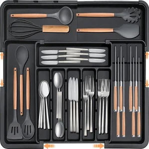 Homecor Silverware Organizer Expandable Large Kitchen Drawer Tray 6-9 Slots - Picture 1 of 9