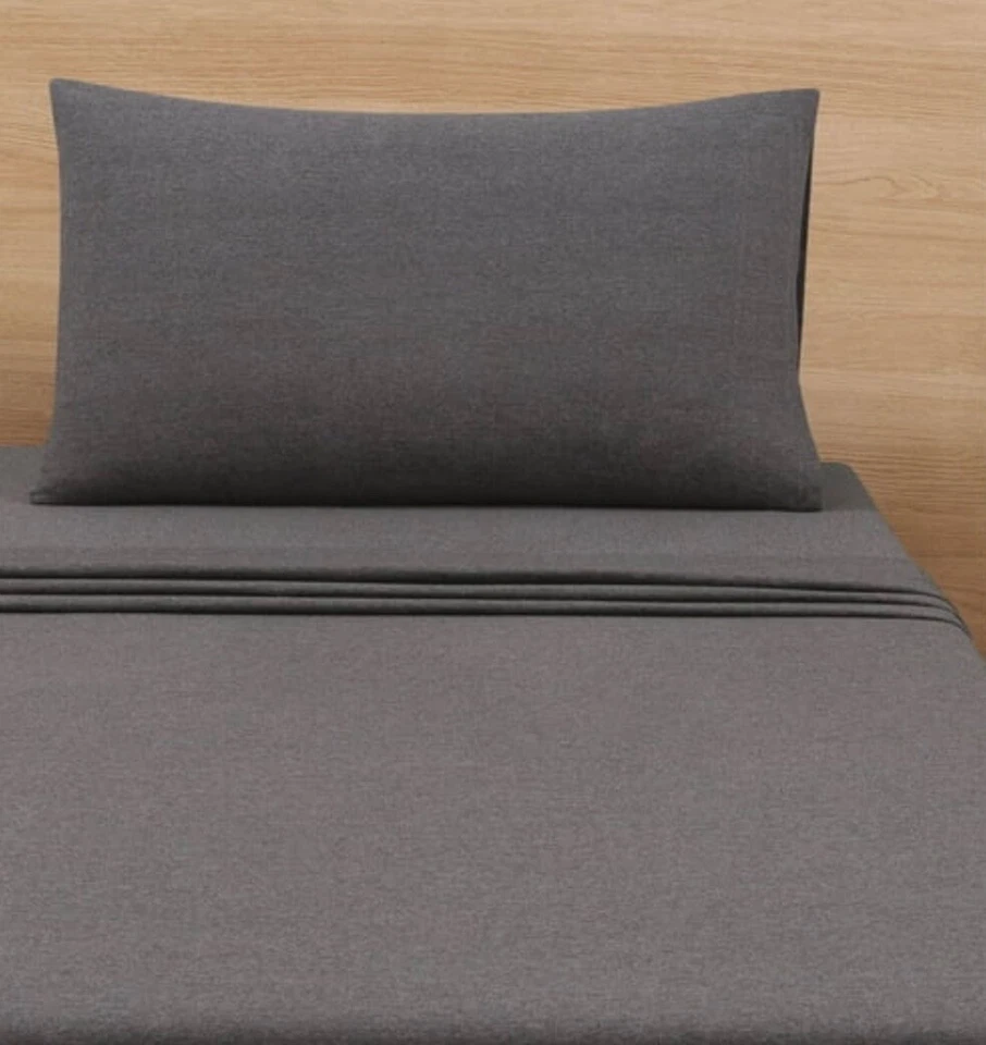 Sábanas de franela de algodón gris Martha Stewart talla doble 3 piezas Foto 1 de 4