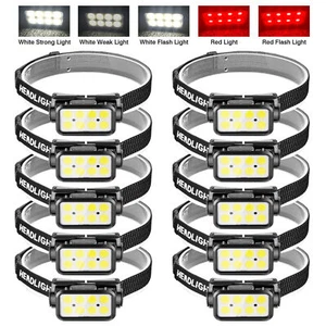 Lot COB LED Headlamp USB Rechargeable Headlight Torch Work Light Head Band Lamp - Picture 1 of 18