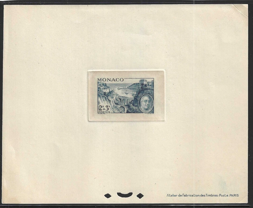 Mónaco, 1946, Scott #B93, Franklin D. Roosevelt, prueba de troqueles grandes Foto 1 de 1