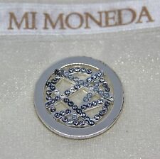 Authentic Mi Moneda Medium SW-DAN-41-M Danza Ice Blue Coin Swarovski Retail $113