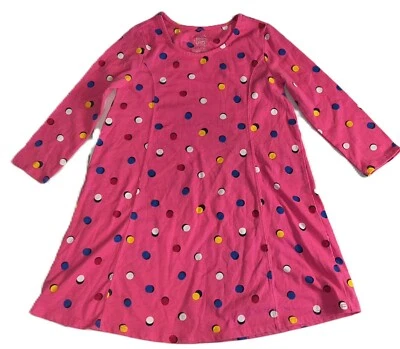 Faded Glory Girls Pink Polka Dot Colorful Swing Dress Causal Size M(7-8) G001 - Image 1 of 4