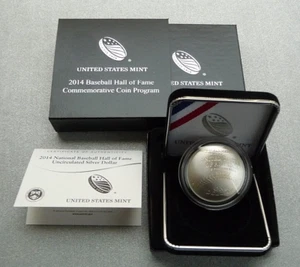 2014-P National Baseball Hall of Fame Uncirculated Silver Dollar (B34) - Picture 1 of 7