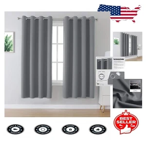 Versatile 72" Thermal Insulated Blackout Curtains in Grey - Perfect for Any Room - Picture 1 of 10