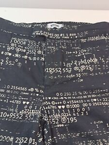 Ladies Black Moschino Jeans with Cream Binary Design Print Size 12 but Small