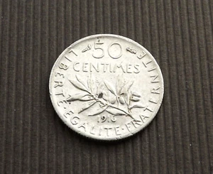 France 1916 50 Centimes Silver VF CA137 - Picture 1 of 2