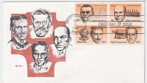 Turtles TradingPost - American Inventors 1983 FDC #2055-58 Tudor House 4er Block - Bild 1 von 1