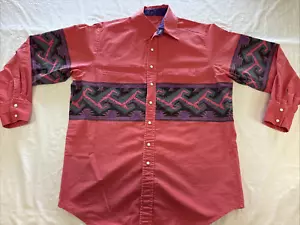 Camisa De Colección Años 90 WRANGLER Brushpopper Rosa Azteca Occidental Para Hombre Talla Grande Sin Etiqueta - Imagen 1 de 11