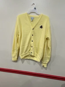 Izod Pullover Erwachsene Large gelb Golf Strickjacke Knopfleiste gesticktes Logo Herren - Bild 1 von 4