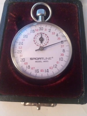 Vintage Sportline Mechanical Wind-up Stopwatch Model #650 W/ Box  Working - Image 1 of 3