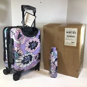 VERA BRADLEY Mini Hardside Rolling Spinner Suitcase Under Seat Design & Umbrella - Picture 1 of 8