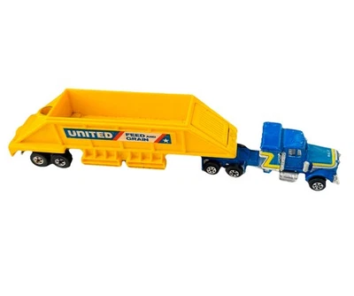 Remolque semi vintage Hot Wheels Blackwall 1981 plataformas de dirección United alimentación y grano Foto 1 de 4