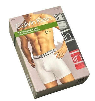Calzoncillos boxer grandes Calvin Klein 3 para hombre mezcla viscosa 36-38 negros/rojos/grises Foto 1 de 4
