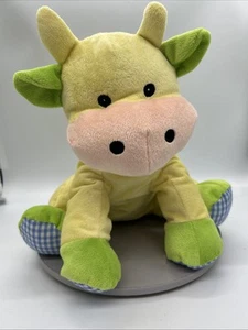 Vtg Beverly Hills Teddy Bear Company Yellow Plush Baby Rattle Cow Patchwork - Picture 1 of 8