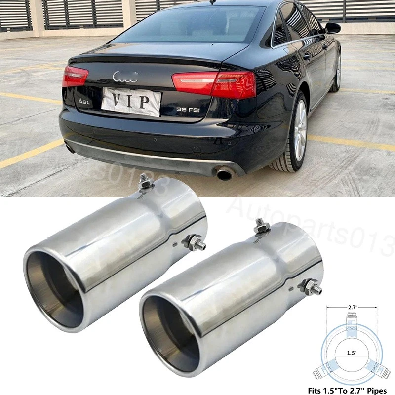 2PCS For Audi A6L Exhaust Pipe Tip Rear Tail Throat Muffler Stainless Steel Foto 1 de 4