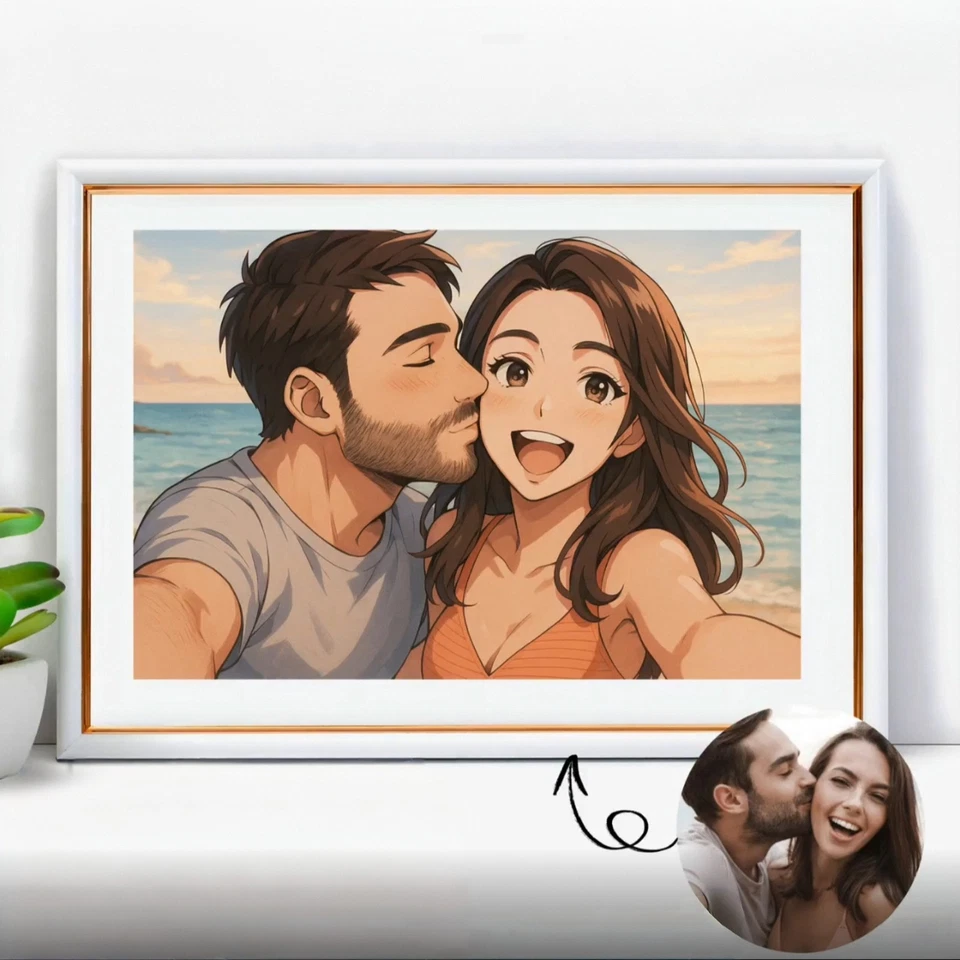 Custom Couple Portrait from Photo–Hand-Drawn Digital Illustration, Romantic Gift - Image 1 of 4