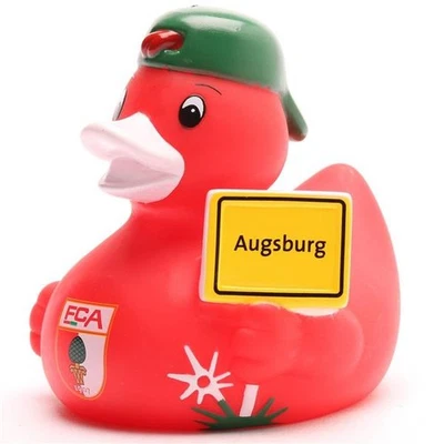 DUCKSHOP Badeente FC Augsburg - Stadtschild Quietscheente Quietscheentchen Gummiente Ente