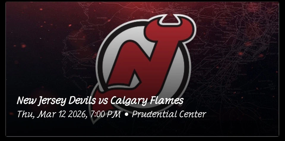 2 NJ Devils Vs Calgary Flames Tickets  3/12/26 Sec 132 Row 1 - Image 1 of 1
