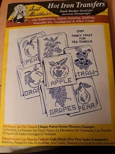 Aunt Martha's Hot Iron Transfers, #3787 FANCY FRUIT to Cross stitch, UNCUT - Picture 1 of 2