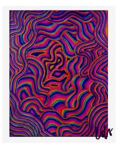 An 8.5x11 Abstract Drawing, Original Artist, Multi Colored Ink/pencil - Picture 1 of 12