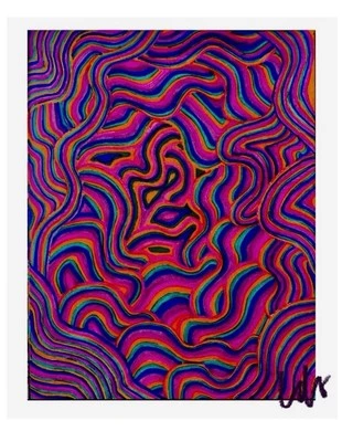 An 8.5x11 Abstract Drawing, Original Artist, Multi Colored Ink/pencil - Image 1 of 4