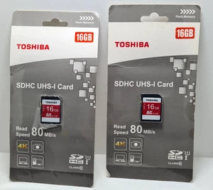 2 X TOSHIBA 16 GB SDHC-I CARD PA5310A-1DAG 80 MB/S - Picture 1 of 5