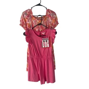NWT BCBG Girls Size Medium 10/12 Pack Of 2 Pink Tie Dye Romper & Dress - Picture 1 of 9