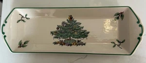 Spode Christmas Tree Green Band Mint / Cracker Tray 9” Made in England - Picture 1 of 2